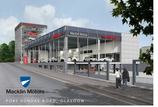 Artist's impression of Macklin Motors' new Glasgow Nissan site
