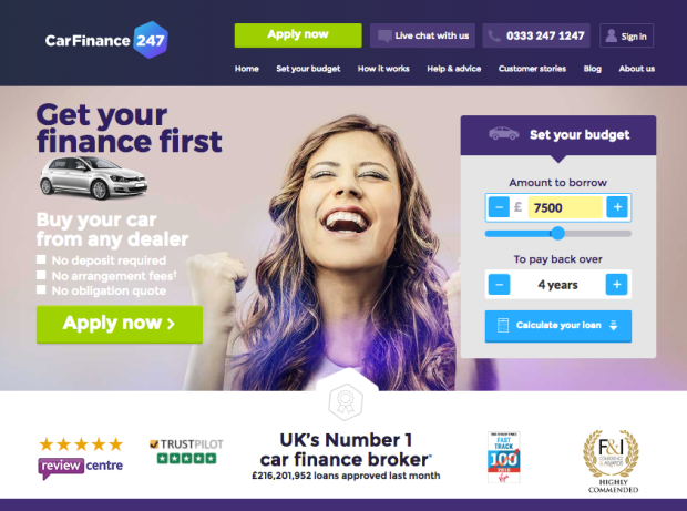 CarFinance 247 homepage CarFinance 247 homepage