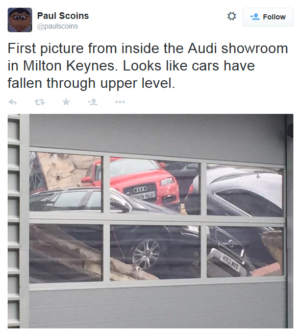Roof collapse at Jardine Milton Keynes Audi June 2015