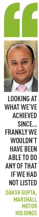 Looking at what we’ve achieved since… frankly we wouldn’t have been able to do any of that if we had not listed Daksh Gupta, Marshall Motor Holdings