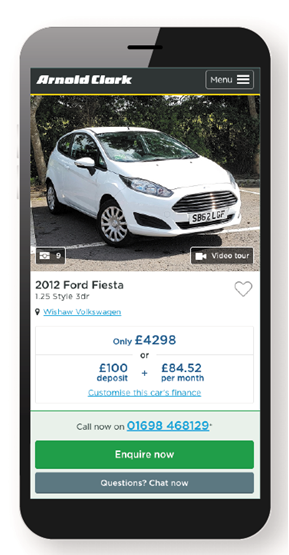 Arnold Clark mobile website