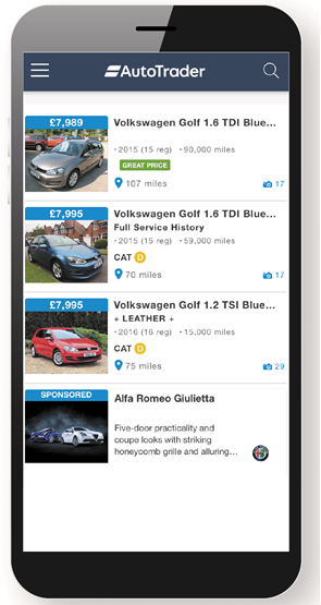 Auto Trader mobile website