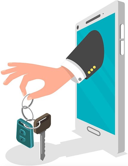 Online classifieds screen with keys