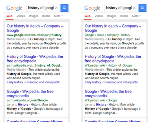 Google's mobile search results will now display a website’s actual name instead of its URL, along with what Google calls a 'breadcrumb-like format' for the URL structure.